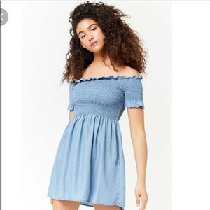 NWT smocked chambray denim dress
